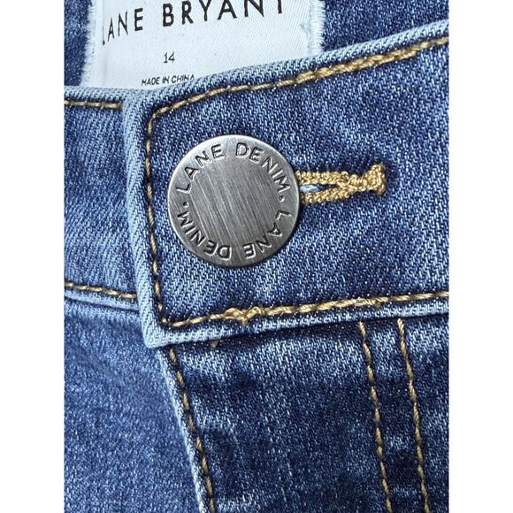 Lane Bryant Women's Plus size 14 Cropped Jeans Cuffed w/ Rhinestones & Studs - Picture 5 of 14